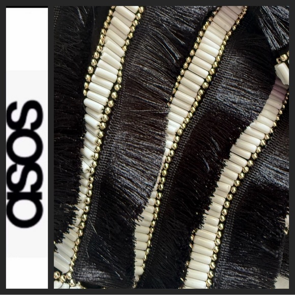 NWT Cold Shoulder Beaded Fringe Crop Top - Picture 7 of 9